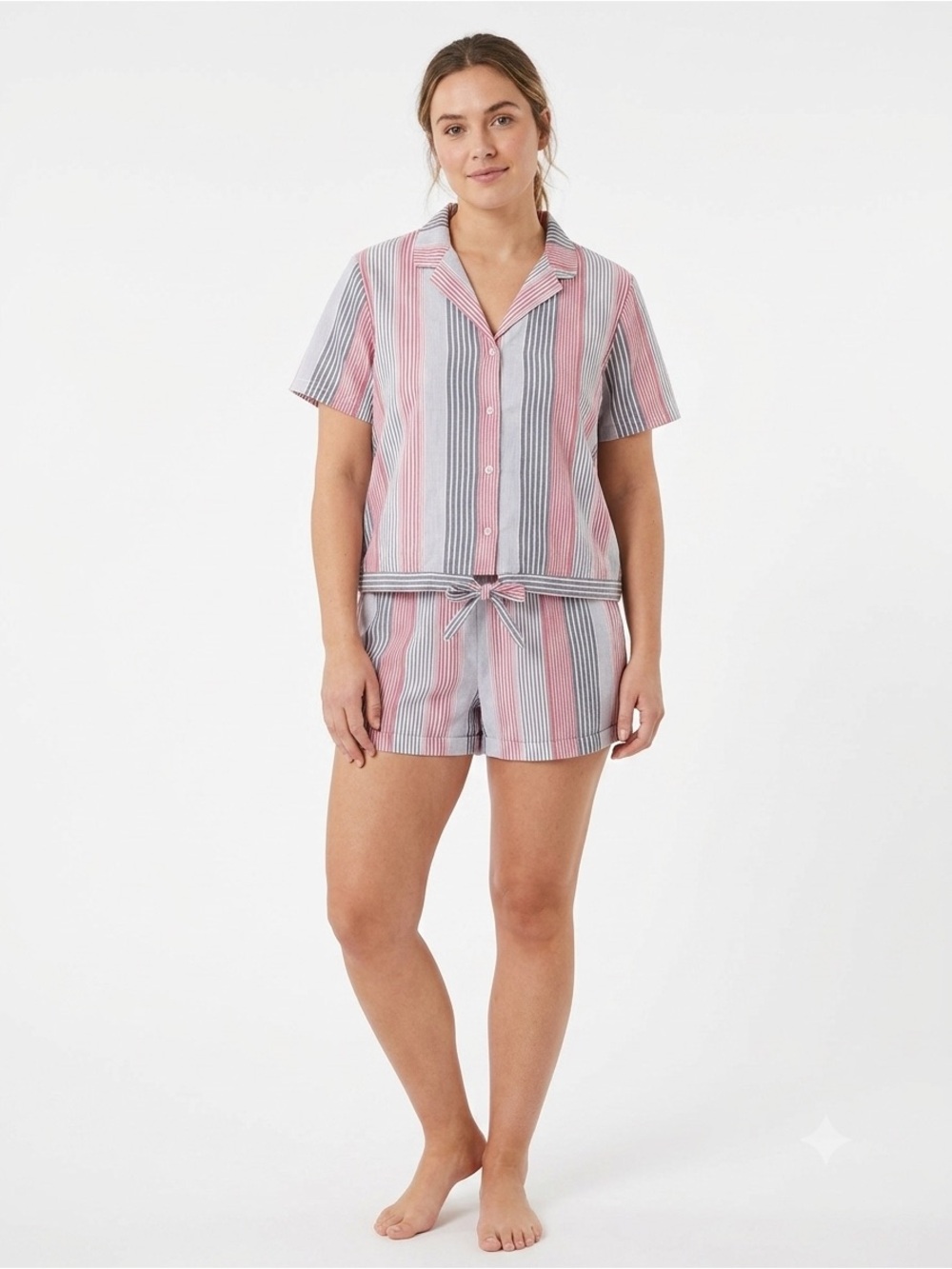 Debenhams Lounge & Sleep 100% Cotton Striped Pyjama Set - Size UK 14 / US 10 / L
